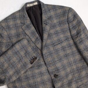 Mens Blazer Jacket Mario Barutti Reda Size EU 54 US 44 Blue Brown Houndstooth